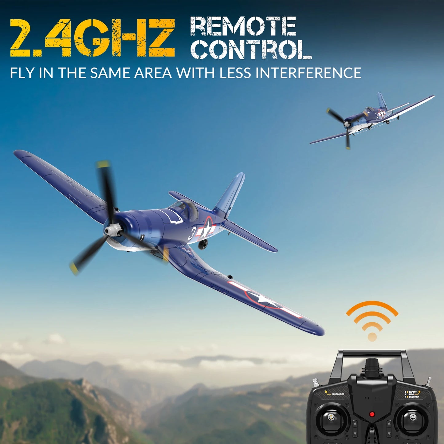 Volantex New F4U Corsair RC Plane EPP Foam 400mm Wingspan 4CH 6-Axis One Key Aerobatics XPilot Stabilization System RTF Airplane