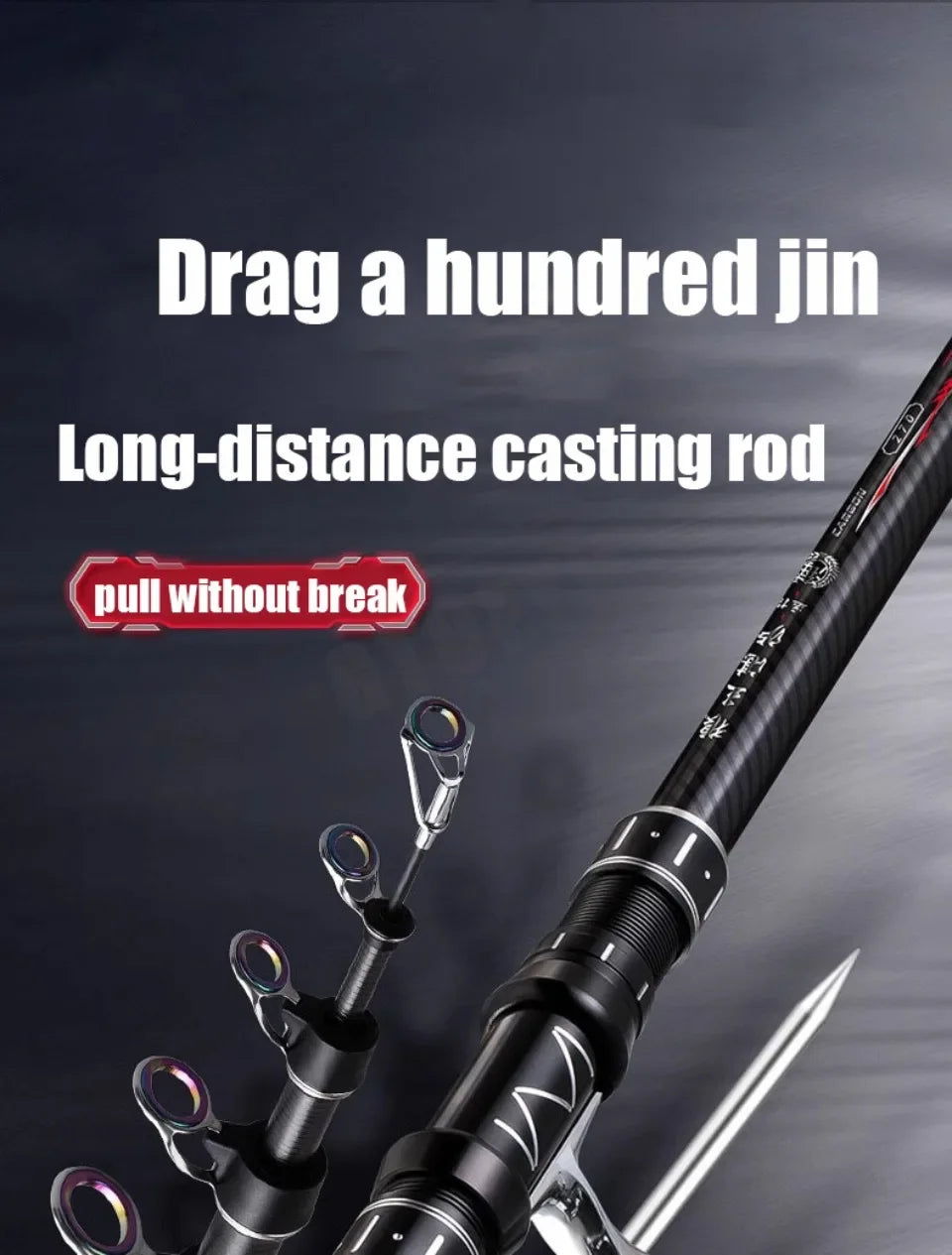 2.1-4.5M Telescopic Fishing Rod Carbon Spinning Fishing Pole Boat Saltwater Freshwater Beach Rock Surfcasting Baitcasting Rod