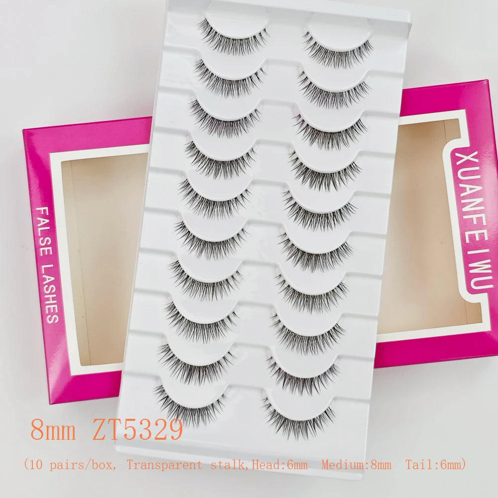 Xuanfeiwu Natural Short Style No-Makeup Look Sparse Full-Strip Ultra-Natural Realistic One-Piece Natural-Looking False Eyelashes DIY Self-Application Beginner Light Makeup Eyelashes