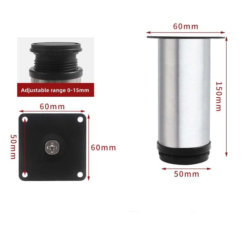 4Pcs 50mm-300mm Furniture Adjustable Cabinet Legs Stainless Steel Furniture Legs Cabinet Table Sofa Bed Feet Furniture Legs Feet