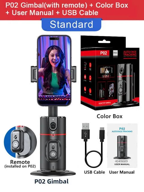 COOL DIER 2024 New 360 Rotation Gimbal Stabilizer Desktop AI Automatic Tracking gimbal With Remote shutter For Smartphone Tiktok