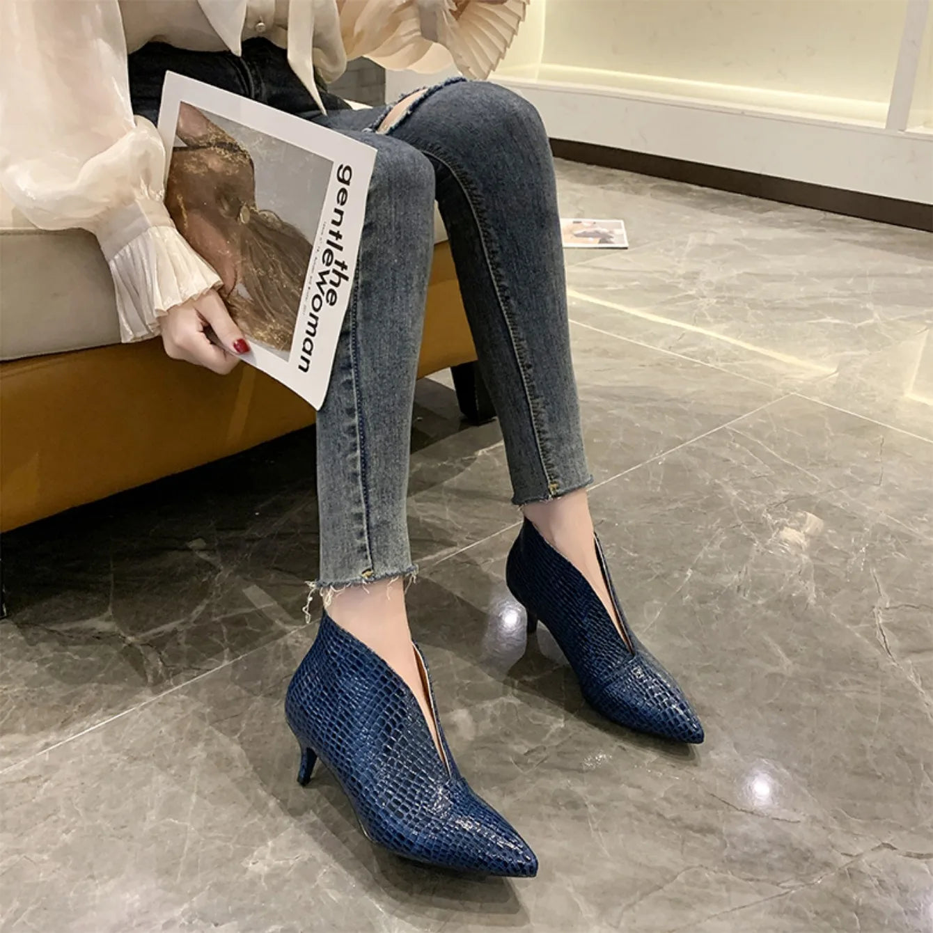 Women Boots High-heeled Shoes 2024 Spring Autumn New Fashion Pointed Thick High Heels Boots Women Shoes Comfortable Temperament