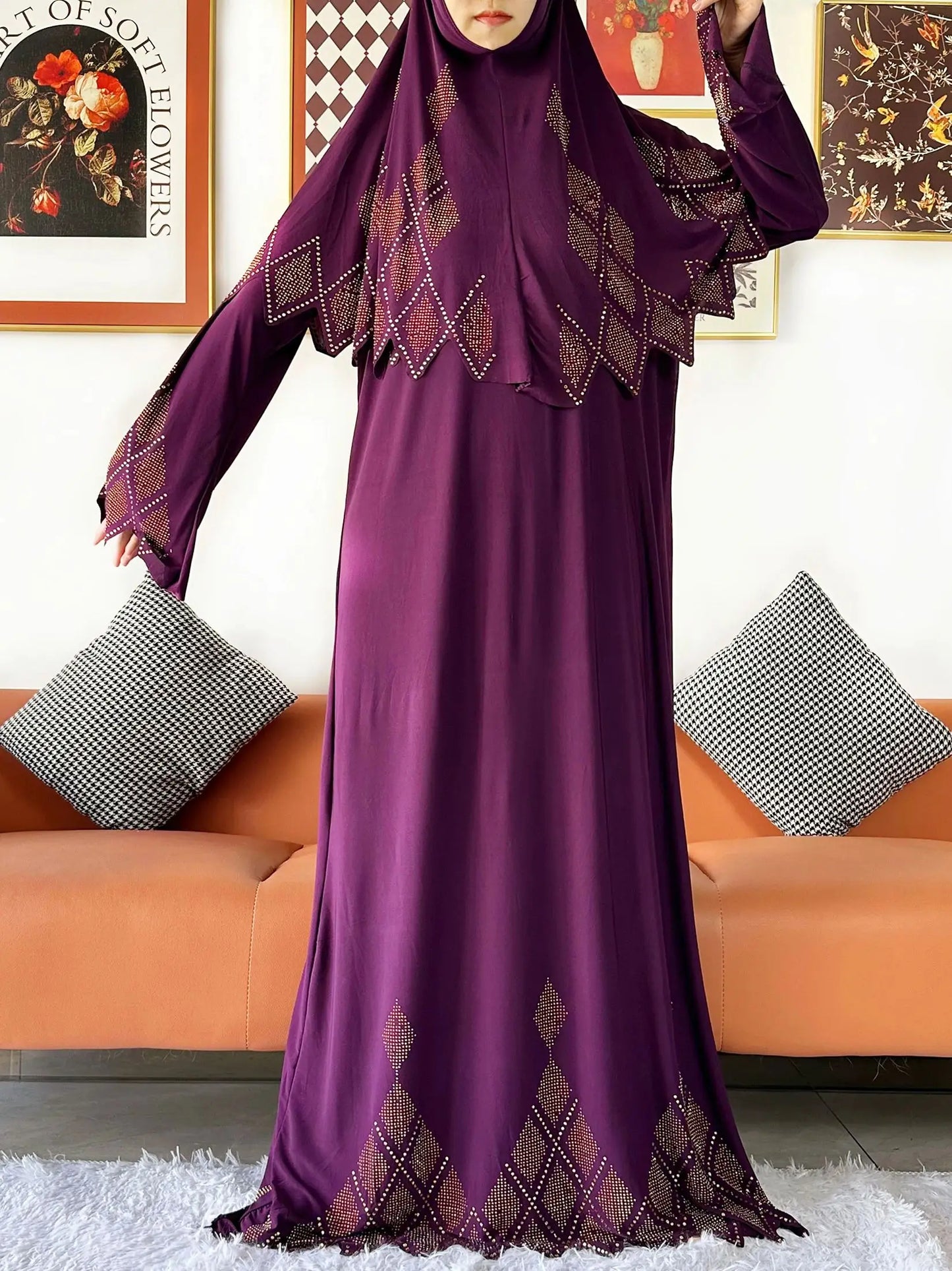 2025 Islamic Women's Hijab Scarf Long Dress Sets Prayer Garment Set Long Khimar Dress And Hijab Combo for Ramadan Daily Wear