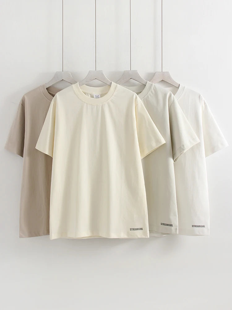 Summer Women T Shirts Oversized Cotton White Short Sleeve Baggy Tops For woman Summer Plain Loose Pink Tshirt Oversize Blue