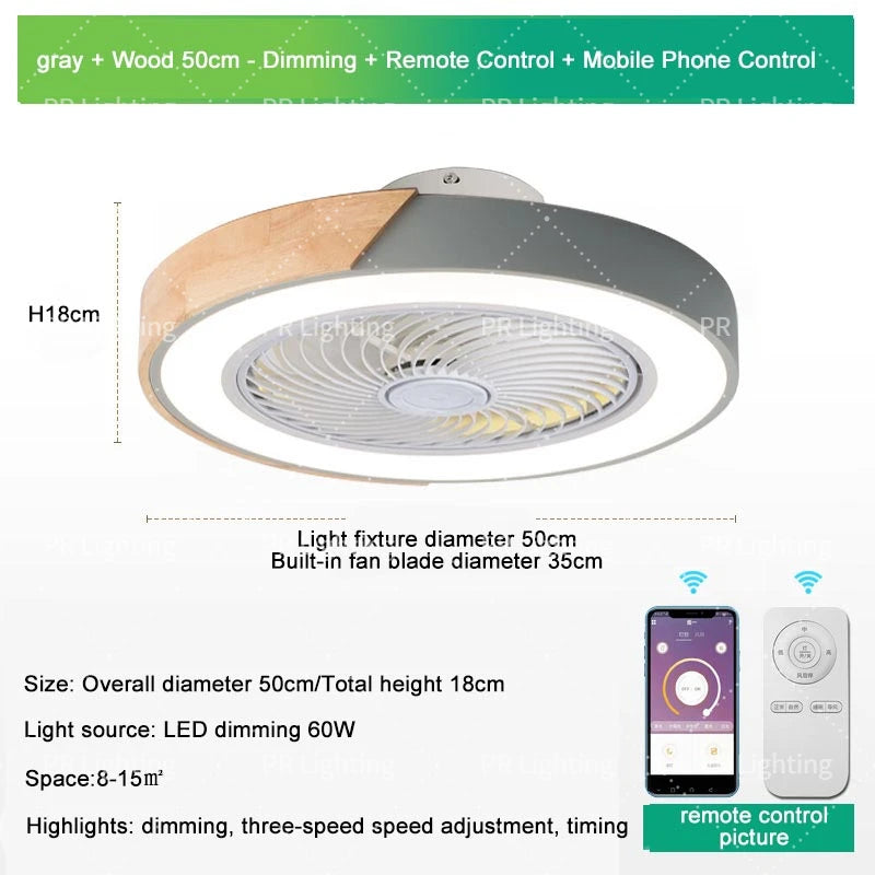 LED Fan Light Ceiling Lamp Household Modern Simple Bedroom Restaurant Invisible Ceiling Fan Light Living Dining Table Room Decor