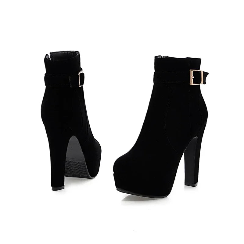Woman Fashion High Heels Women's Shoes Sexy Add Fur Winter Ankle Boots Short Boots Ladies Shoes