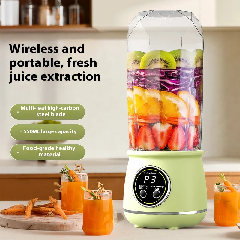 Portable USB rechargeable blender, electric juicer, 500ML capacity, 3-level power adjustment, for juicing fruits and vegetables
