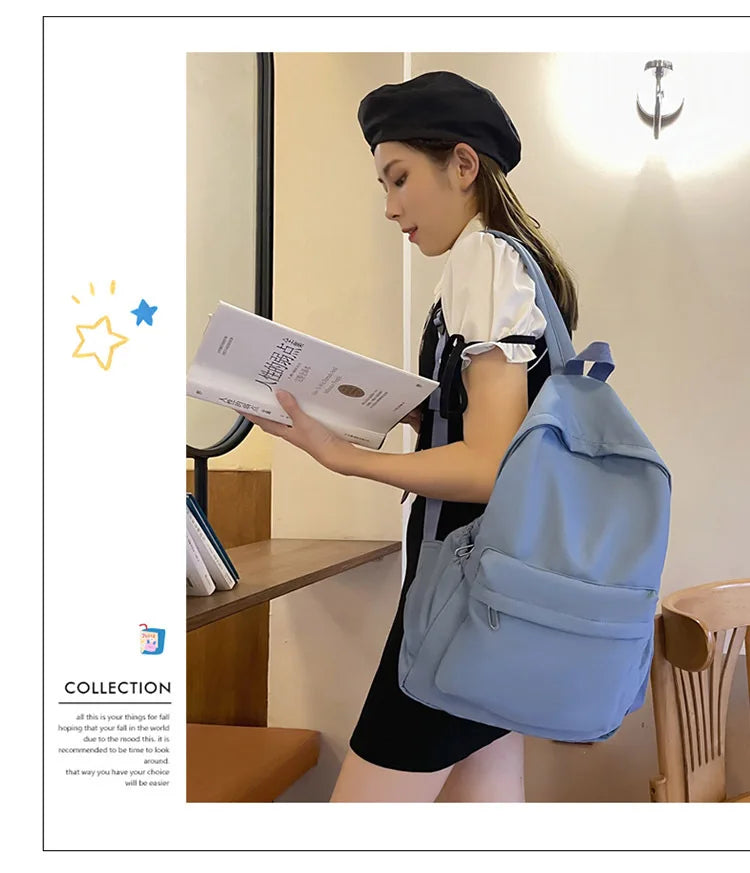 Fashion Canvas Backpack for Women Anti-theft School Shoulder Bag for Teenage Girls New Style Female School Backpack