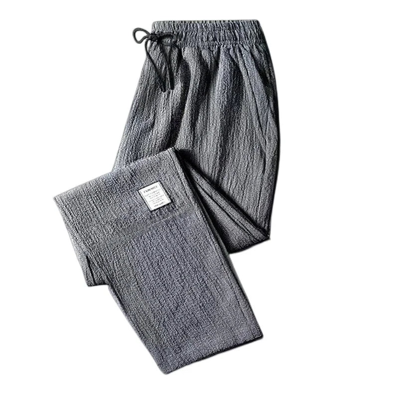 Men's Ice Silk Thin Work Pants Summer Quick Dry Lightweight Loose Fit Sporty Trousers for Office And Casual Wear