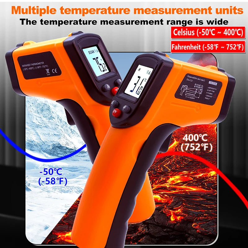Digital Infrared Thermometer Laser termometro Pyrometer Gun Non-Contact Laser Temperature Meter gauge Tools -50~400℃