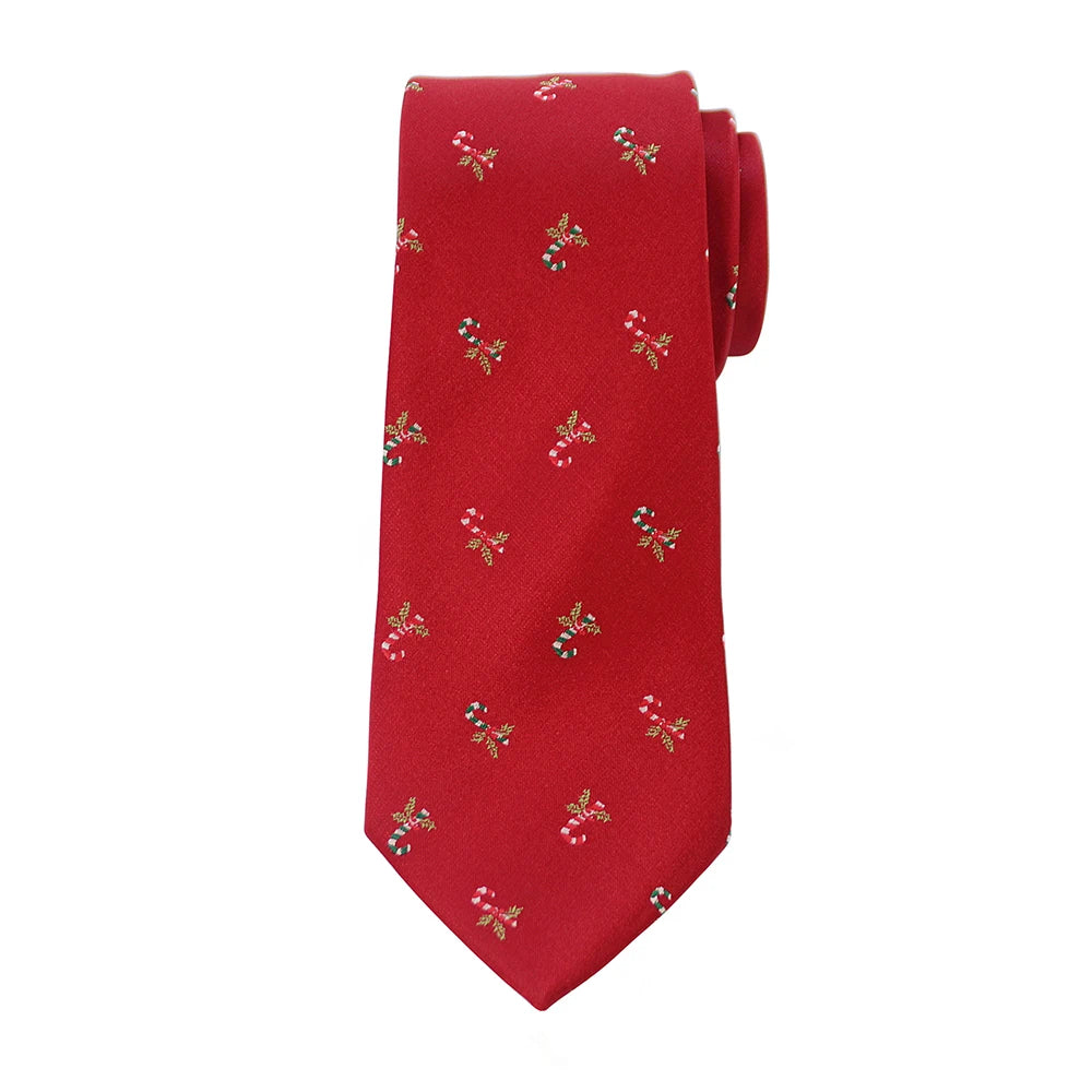Silk Men Tie for Christmas Necktie Xmas Festival 8cm Red Green Blue Snow Santa Reindeer Jacquard Woven Tie For Men Christmas Gif