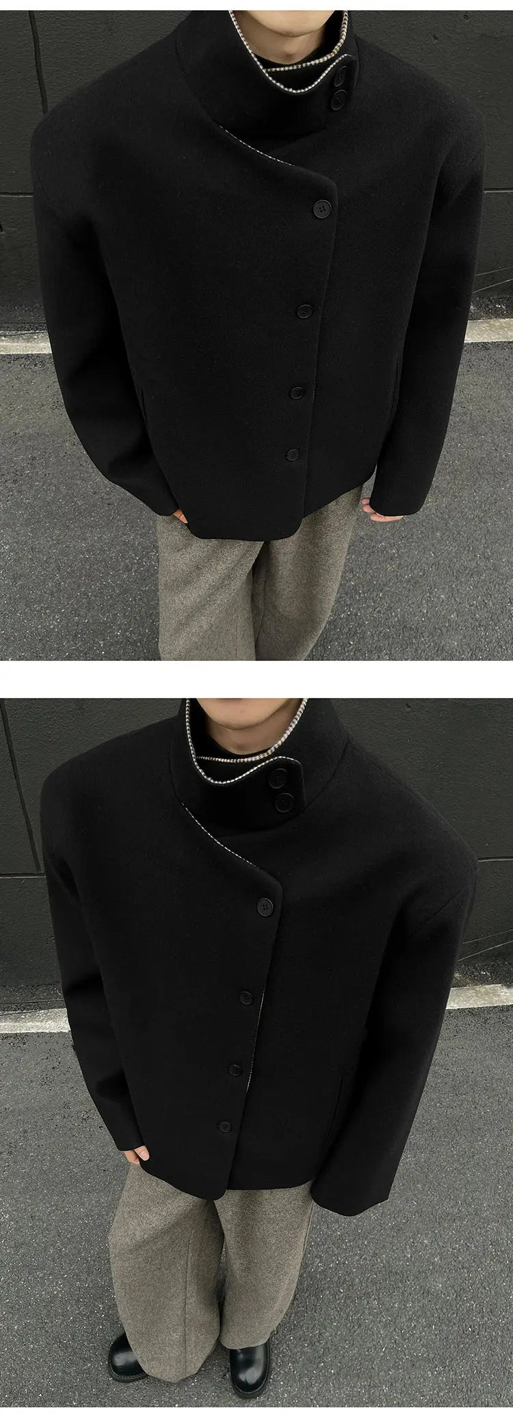 Winter woolen jacket men Caot Warm windproof 2025 New Style Fashionally Slim-Fitting Short Jacket Coat Individuality stand-up