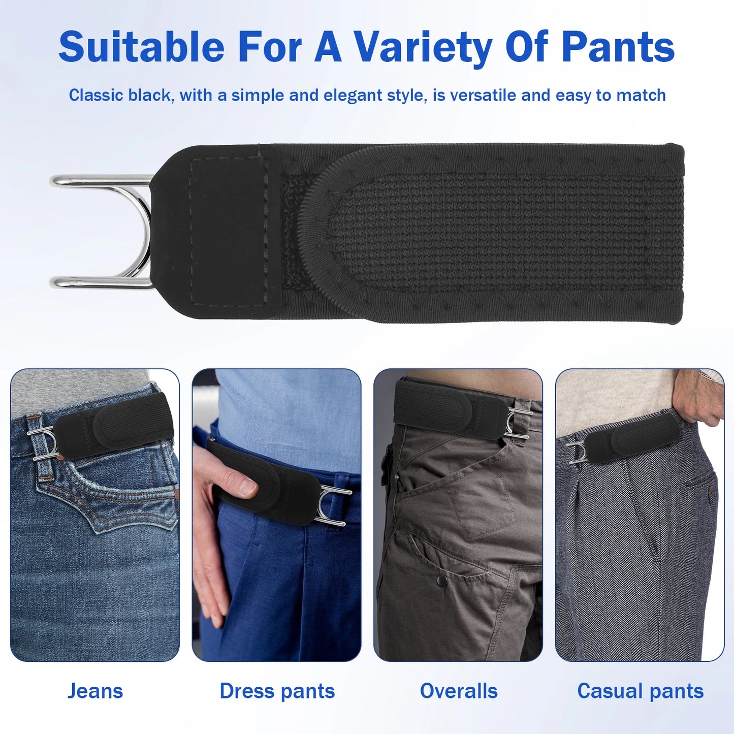 4Pcs Buckleless Belt Hook Adjustable Elastic Waist Buckle Unisex Buckle-Free Invisible Waist Belt For Outdoor Travel Work