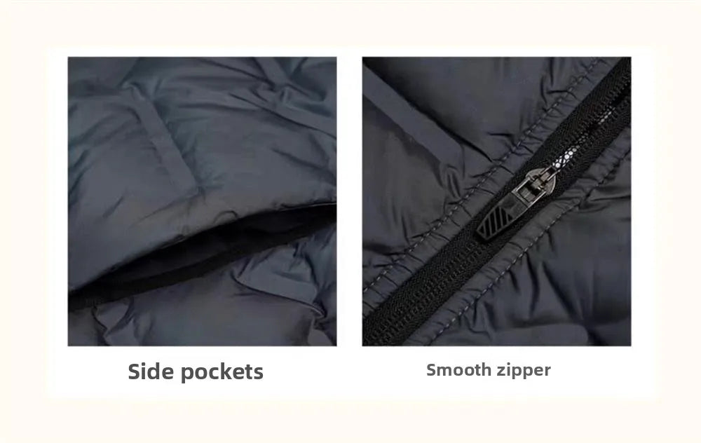 Men's Lightweight Padded Jacket Graphene White Duck down Thickened Warm Cold Resistant Casual Outerwear Outdoor Sports Coat