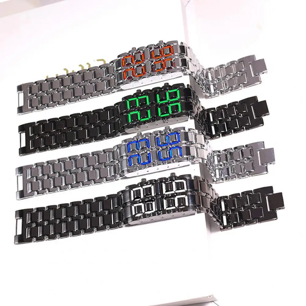 Men Digital Watch Large Screen Electroplated Men Watch Male Binary Steel Band Electronic Sport Watch Relogios Masculino