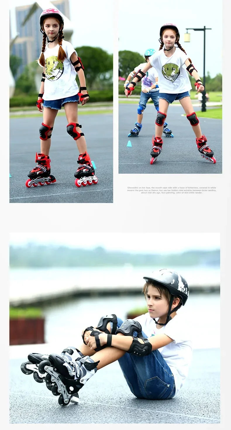 2025 Skating shoes, children's flash straight row roller skating shoes, roller skating shoes, adjustable for both men and women