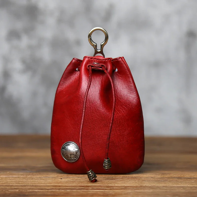 Genuine Leather Key Bag  First-layer Cowhide Coin Purse Simple Waist Bag Creative Lucky Bag Card Bag