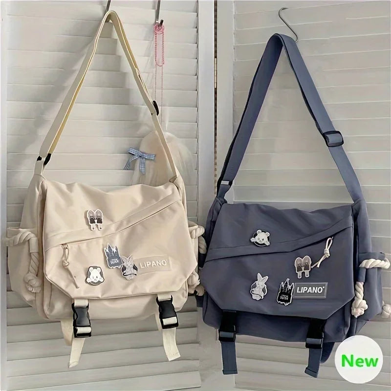 Return To School Nylon Shoulder Bag, Large Capacity Crossbody Bags for Teen Girls Men Harajuku Messenger Bag Student School Bags