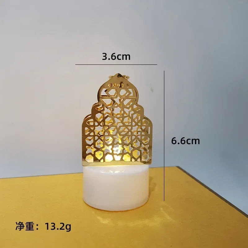 Ramadan Decoration Eid Mubarak Iron Candle LED Light Ornament Islam Muslim House Party Decoration Gift Not Include Battery