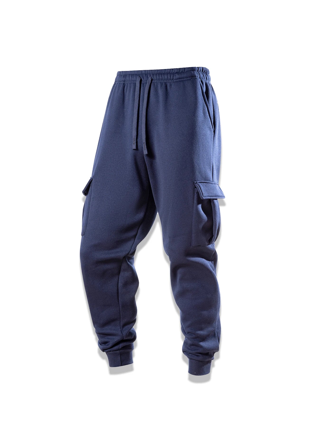 Spring Autumn Casual Sweatpants Men Drawstring Solid Color Cargo Pants Outdoor Running Pockets Trousers Male Daily Long Pants