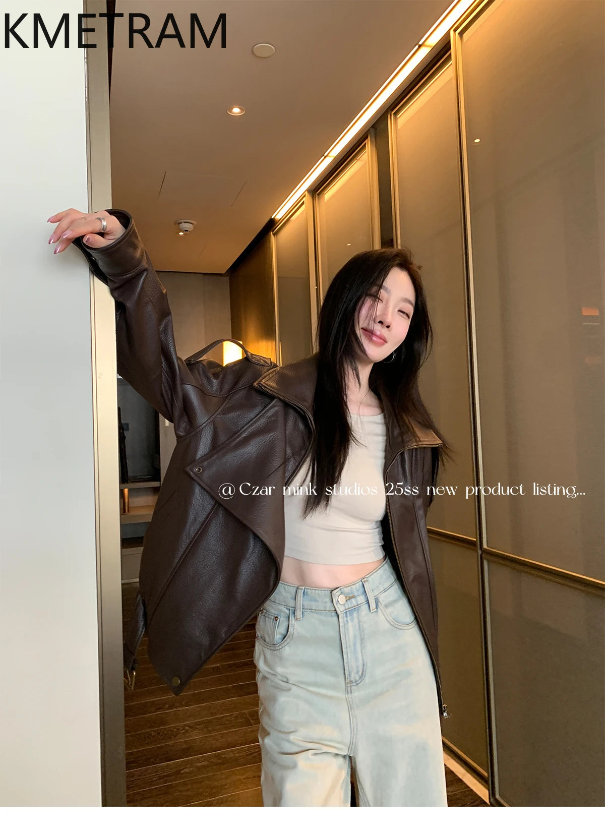 100% Real Sheepskin Jacket Woman Brown Biker Genuine Leather Jackets High Quality Outerwears Fall Clothes 2025 Women дубленка
