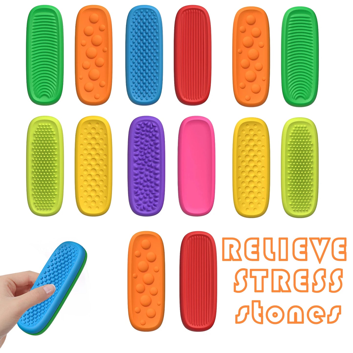 Silicone Sensory Strip Fidget Toys Kids Autism Decompression Calming Fidgeting Toy Adults Stress Desk Anxiety Relief Sensory Toy