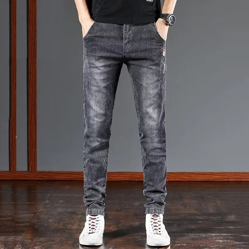 Spring Autumn Men Daily Versatile Denim Pants Male Wear-resistant Retro Wash Denim Trousers New High Quality Brand Casual Jeans