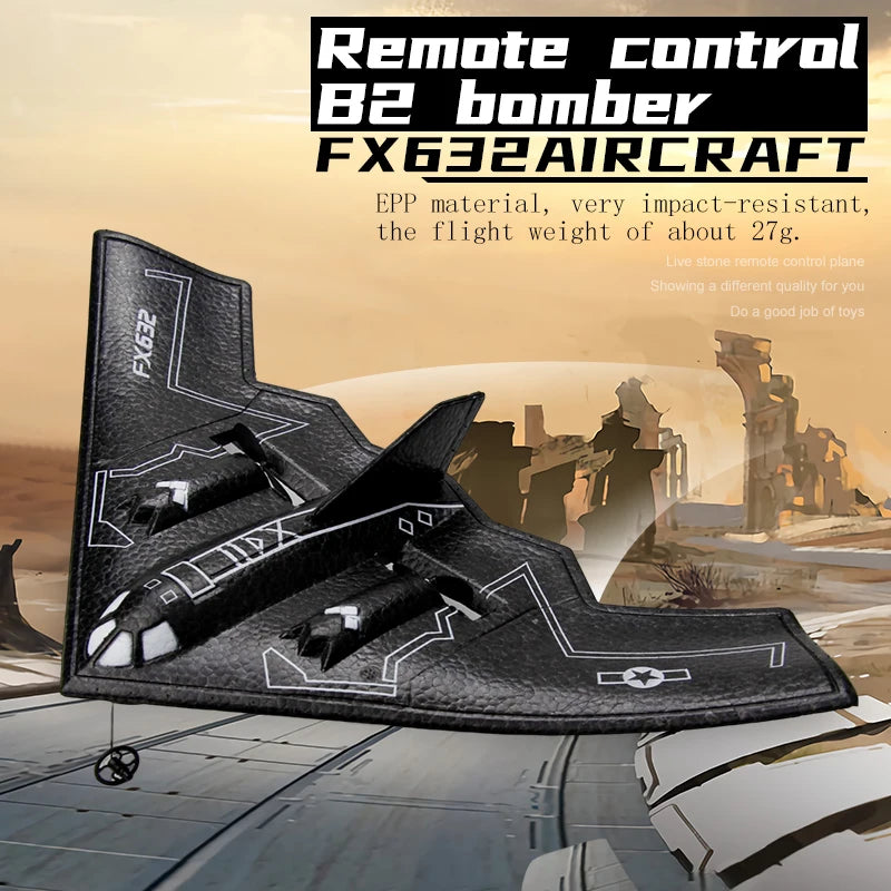 Rc Plane B2 Stealth Bomber 2Ch 34Cm Wingspain Cessna 2.4G Remote Control Airplane Aircraft Drone Toys for Adults Children