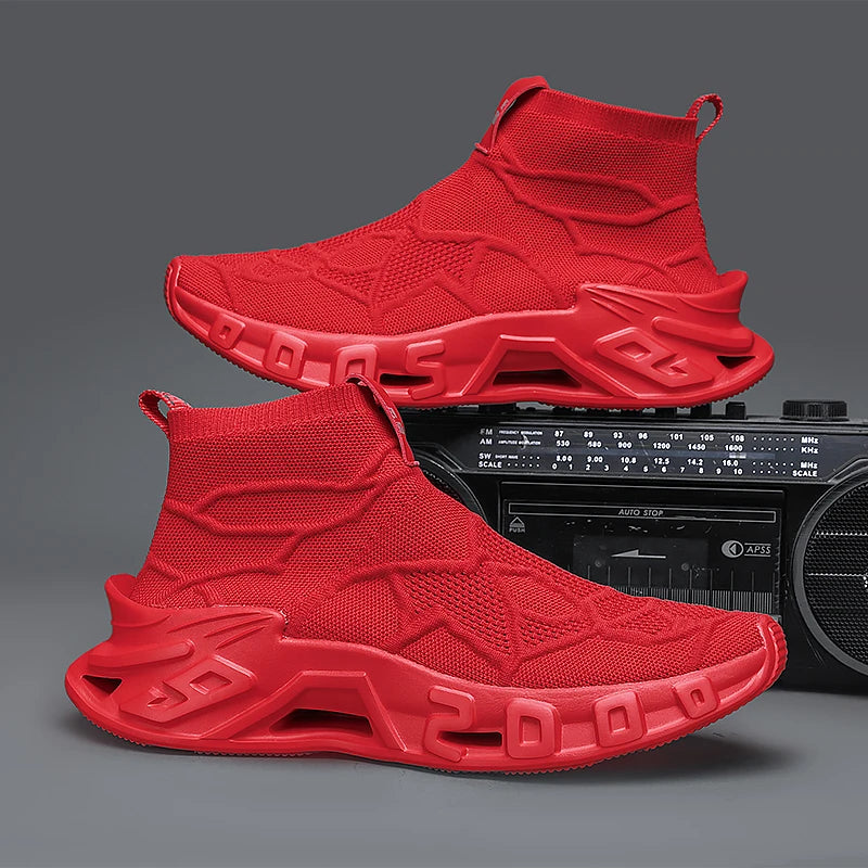 Men's Outdoor Sports Shoes - High-Top Sports Shoes Are Novel and Fashionable, Non-Slip and Durable, Suitable for All Seasons,