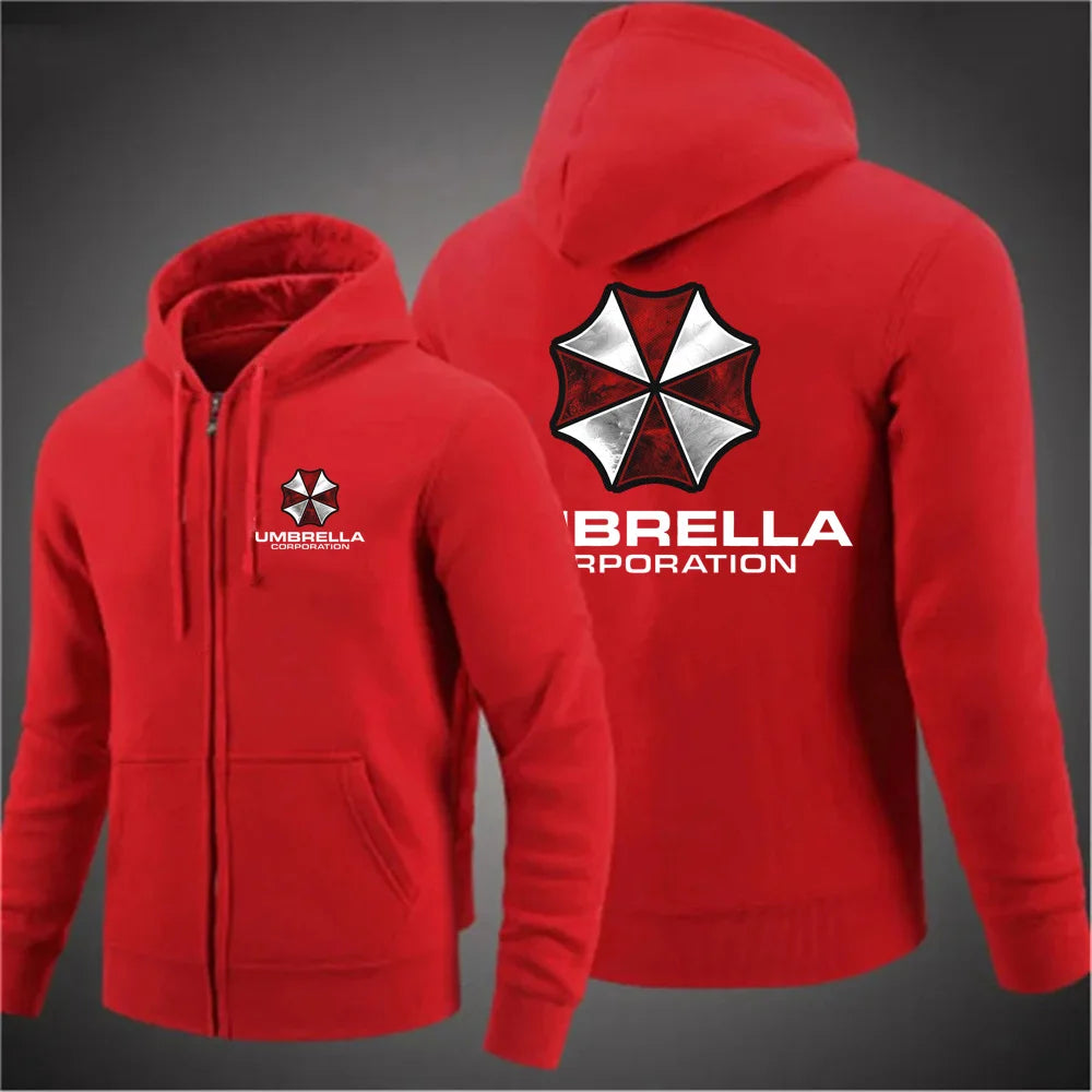 Umbrella company 2025 Men's long Hoodies Spring And Autumn Solid Color Zipper Pullover Comfort Harajuku Top Sweatshirts