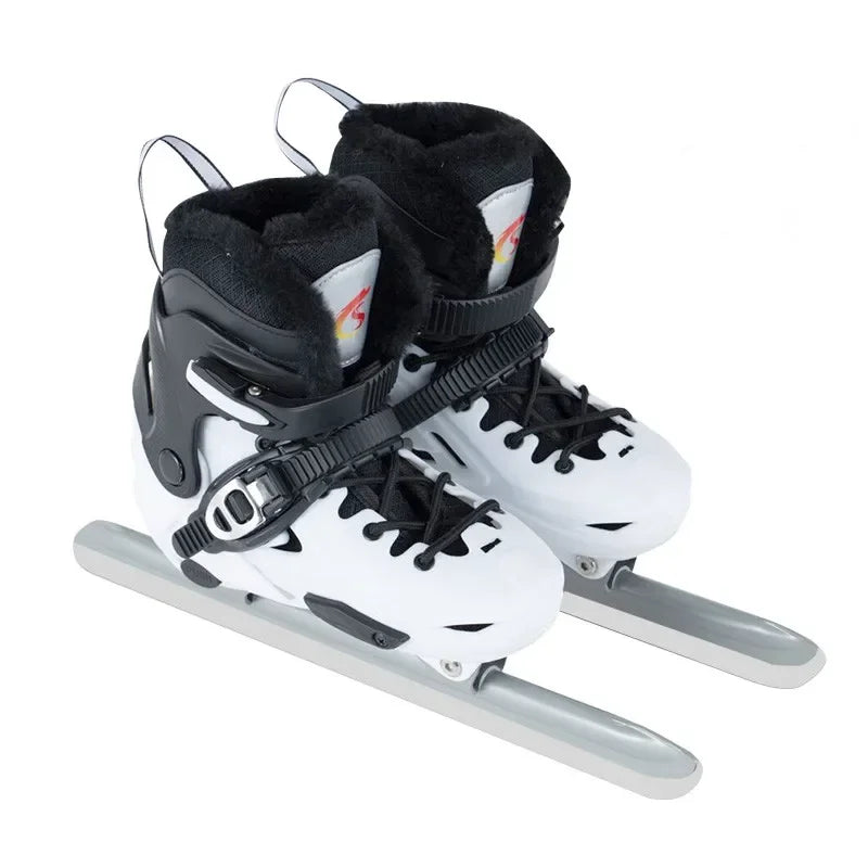 Winter Ice Hockey Balde Shoes Hard Shell Speed Skating Shoes Adjustable Waterproof Warm Thicken Skating Sneakers with Blade