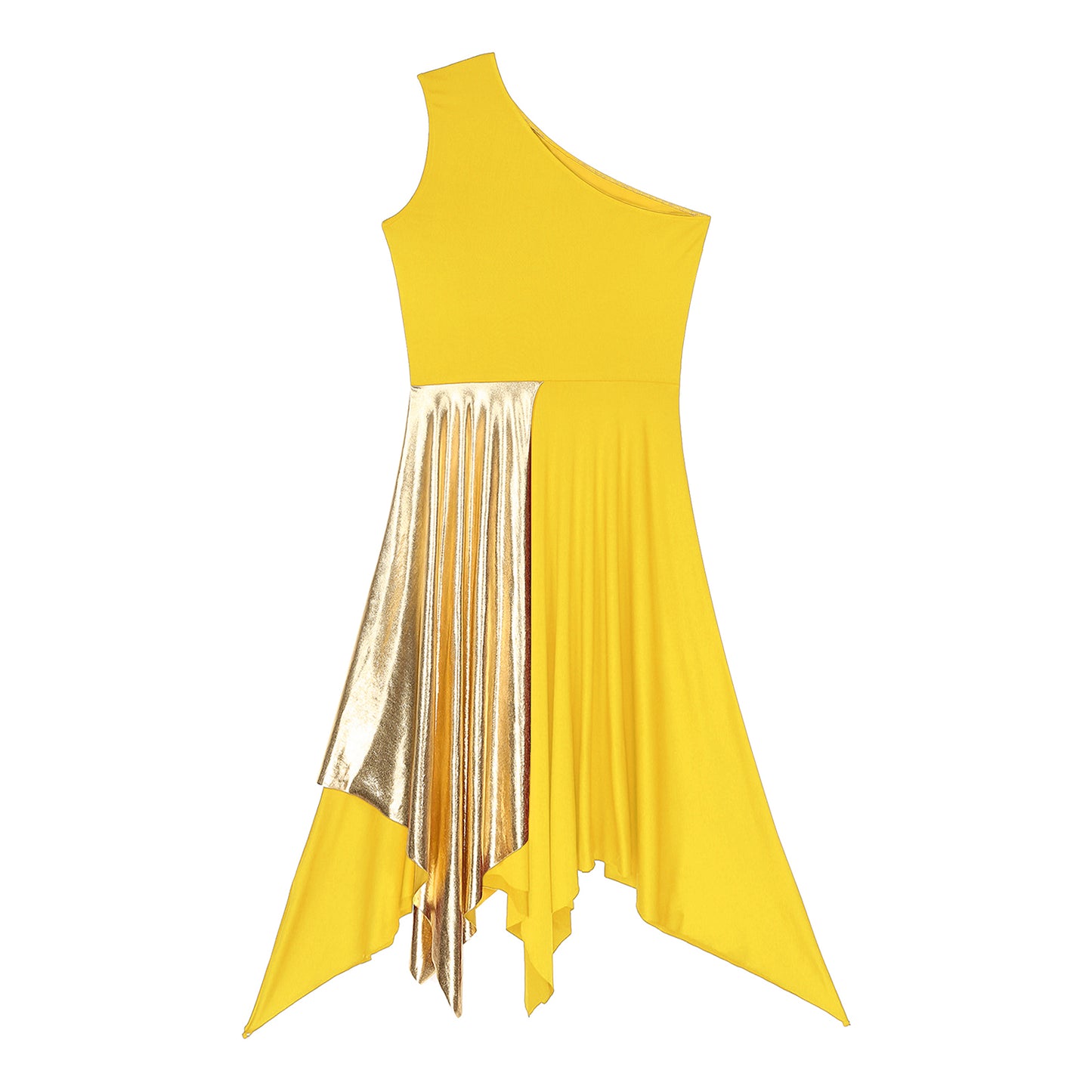 Women Church Choir Worship Praise Dress Modern Lyrical Dance Performance Costume One Shoulder Irregular Hem Dresses Dancewear