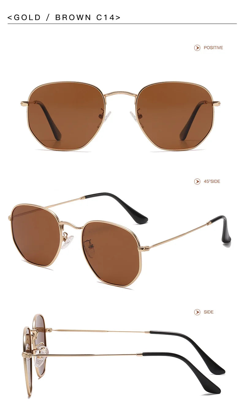 Hexagon Polarized  Sunglasses 2024 Men Women Square Polygon Sun Glasses Luxury Brand Design Retro Frame Eyewear de sol hombre