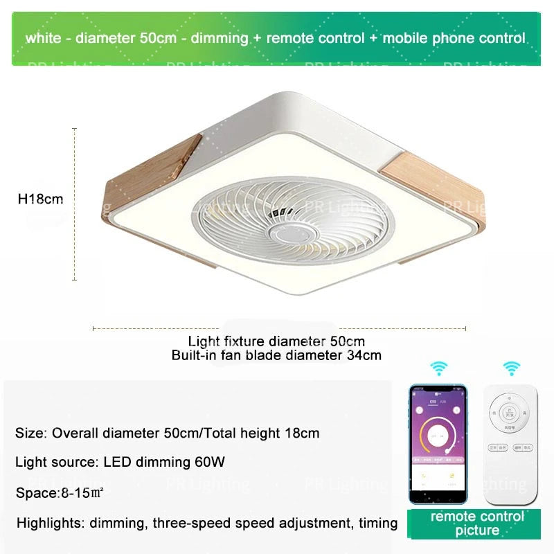 LED Fan Light Ceiling Lamp Household Modern Simple Bedroom Restaurant Invisible Ceiling Fan Light Living Dining Table Room Decor