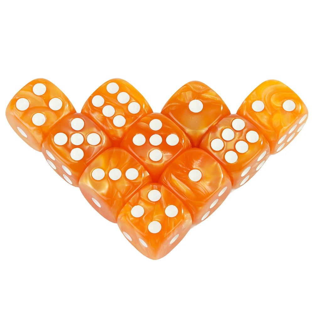 Marble Effect D6 Dice 10pcs 16mm Board Game Dice for Club Party DND RPG Board Game Bar Table Accessories