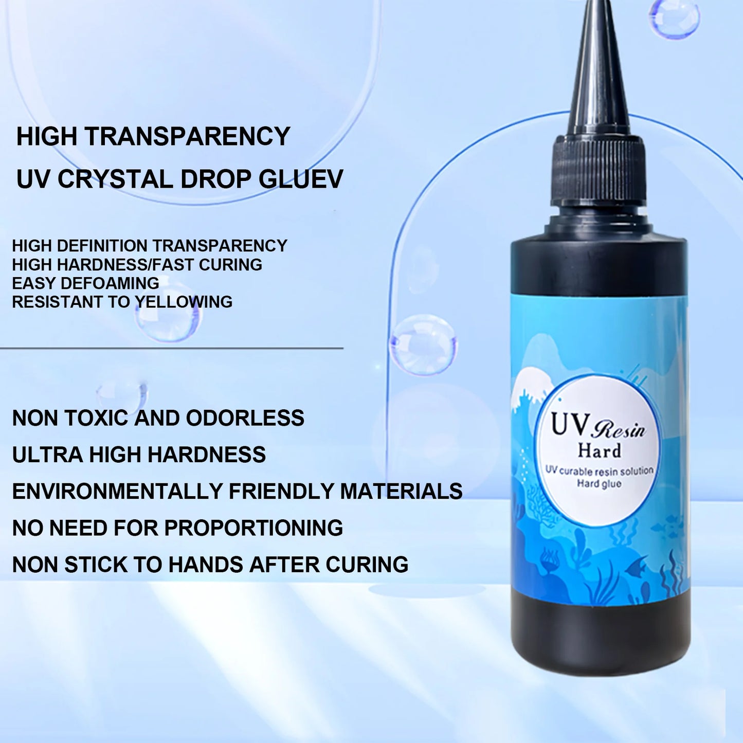 UV Resin Glue 10g/20g/50g/100g/200g Epoxy Resin and UV Lamp High Transparency Fast Drying and High Hardness for DIY Jewelry