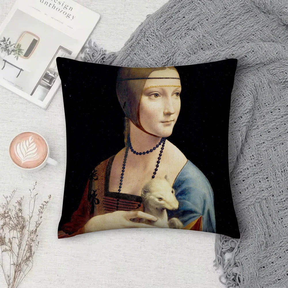 L-Leonardo Da V-Vinci M-Mona L-Lisa Pillow Case Cover Square Sofa With For Pattern Comfortable Cushionsuitable Of Room
