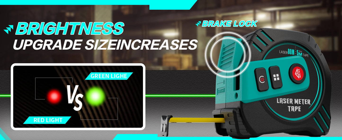 2in1 Green Laser Distance Meters 80m+5m Tape laser measure Multifunctional Rechargeable