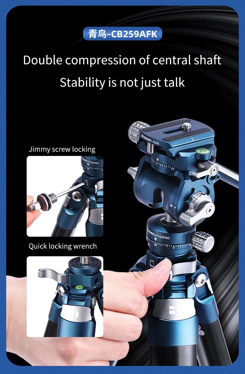 Benro CyanBird Blue bird Carbon Fiber Tripod CB259AFK/CFK/258 Camera SLR Stand Aluminum head Micro Single Handle hold W/FS20PRO