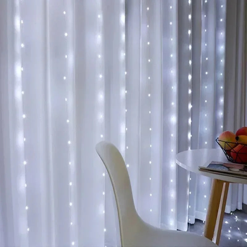 USB Plug Wedding Garland Valentine's Day Ramadan EID Mubarak Decoration for Home Curtain Lights 8 Modes LED Curtain Fairy Light