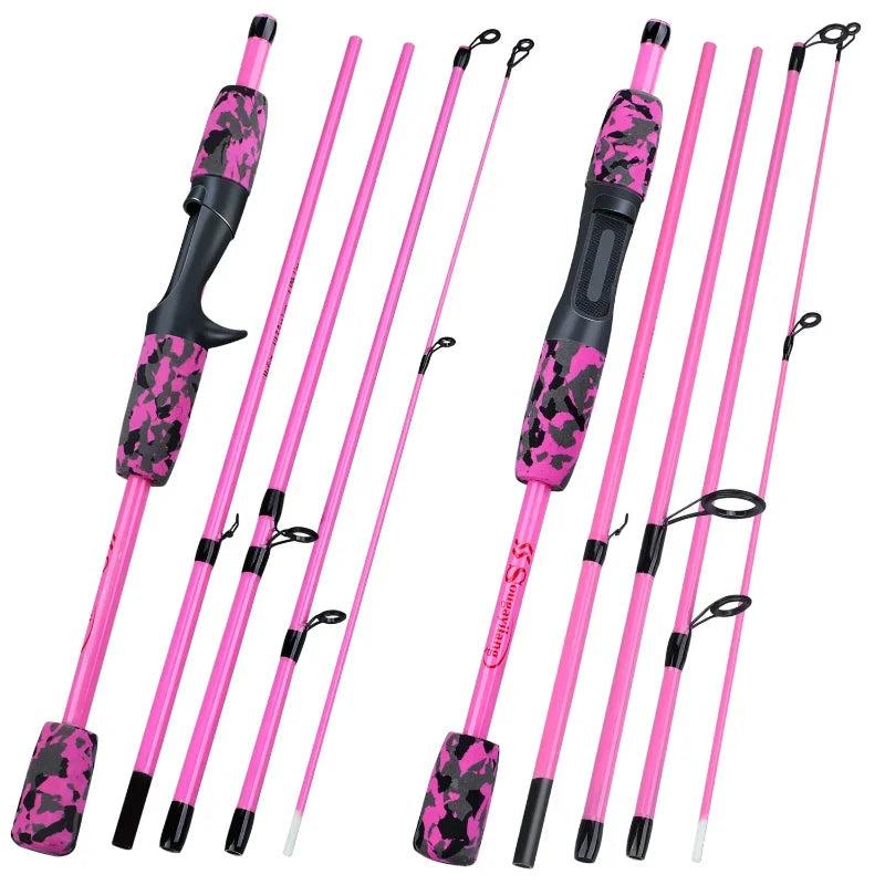 Sougayilang 5 Section Spinning Casting Fishing Rod 1.8M Ultralight Weight Carbon Fiber Poles for Travel Freshwater Fishing Pesca