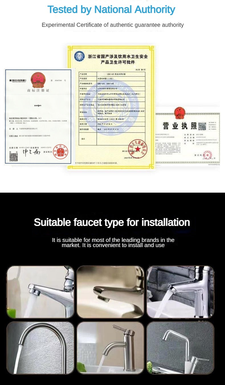 7 Layer 0.1μm Drinking Water Faucet Purifier Eco Tap Filter Stainless Steel Ceramic Activated Carbon KDF Cartridge Home Kitchen