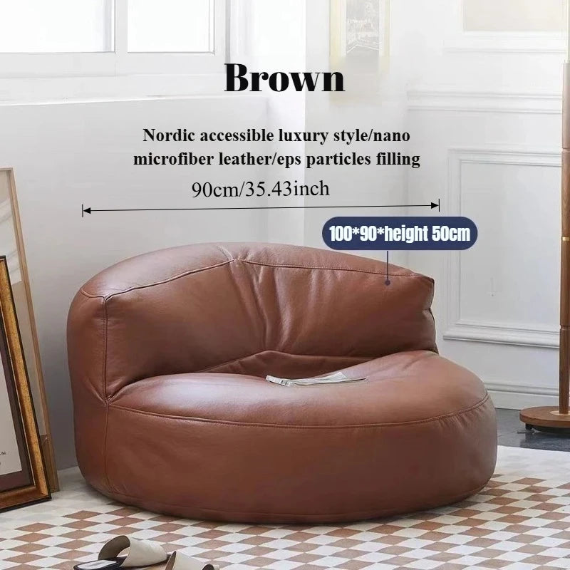Lazy Sofas Living Room Single Sofa Modern Design Sofa for 1 Person Can Lie Down Beanbag Tatami Thickened Leather Home Furniture