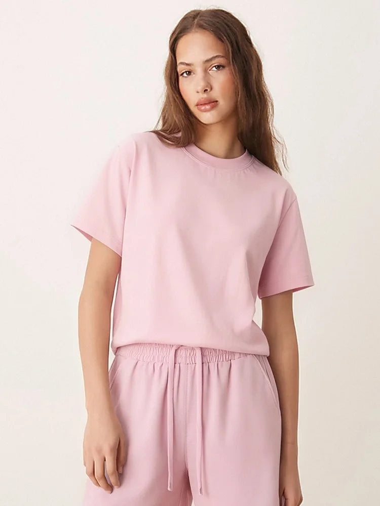 Summer Women T Shirts Oversized Cotton White Short Sleeve Baggy Tops For woman Summer Plain Loose Pink Tshirt Oversize Blue