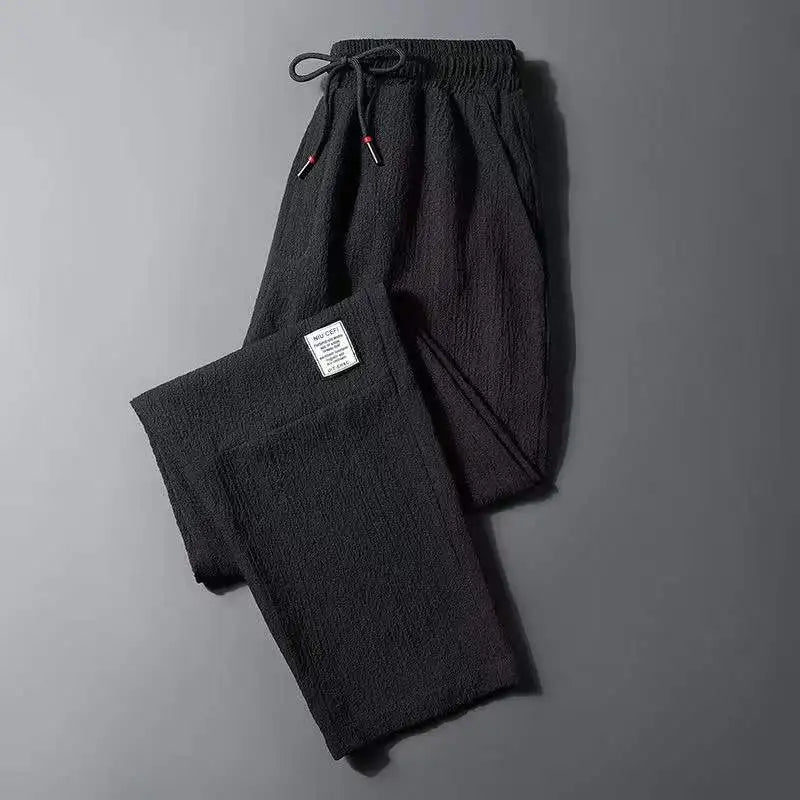 Men's Ice Silk Thin Work Pants Summer Quick Dry Lightweight Loose Fit Sporty Trousers for Office And Casual Wear