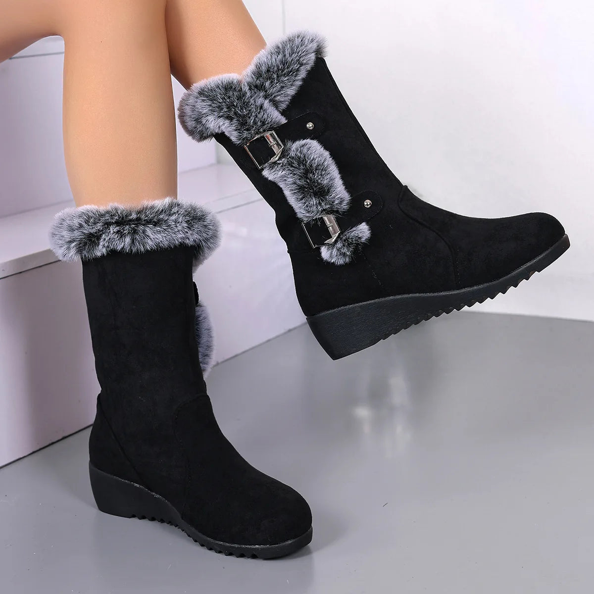 2026 New Women's Shoes  Fashion Knee-High Women's Boots Hot Sale Turned-over Edge Daily Boots Women Winter Plus Size Solid Snow