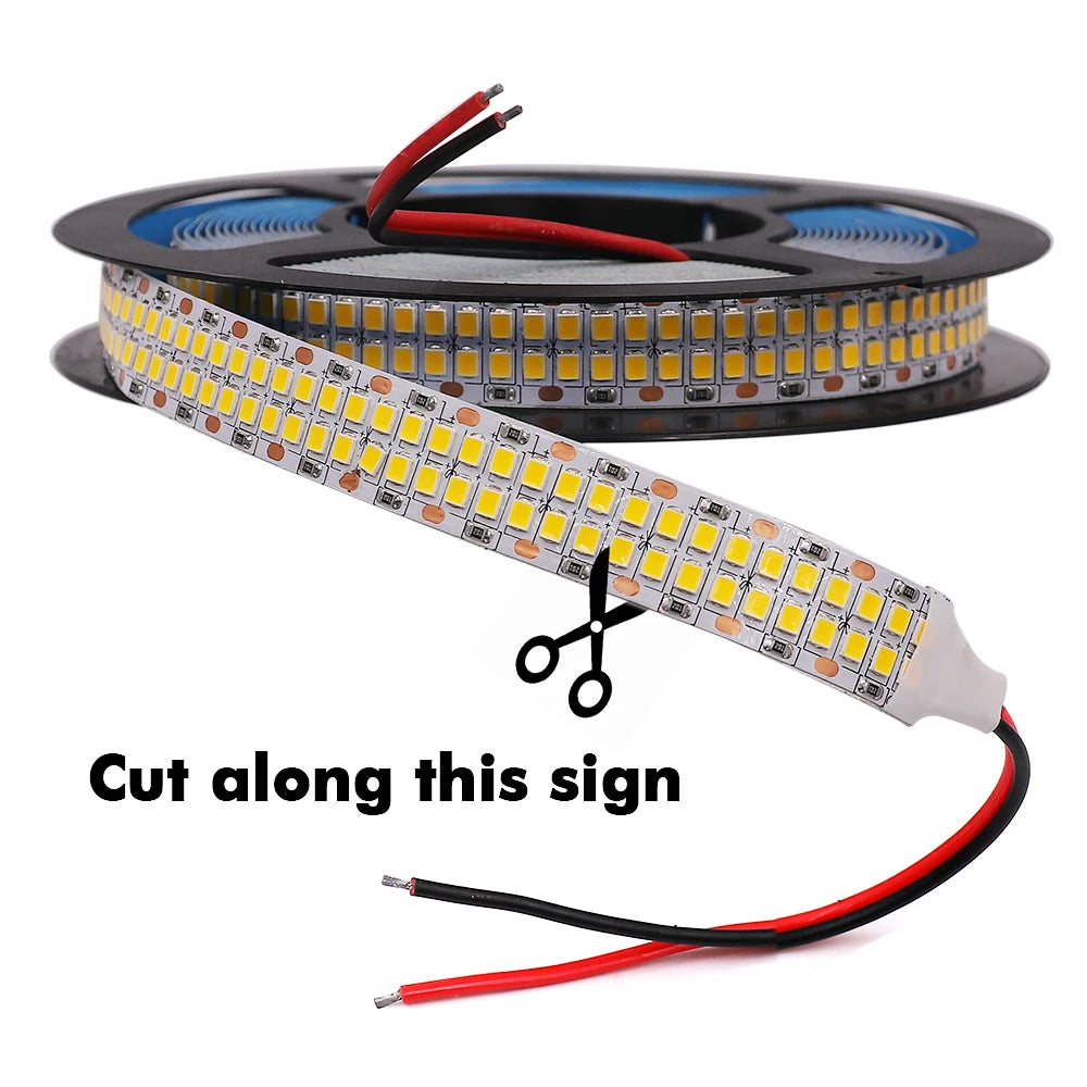 5M LED Strip Light 12V 24V 2835 LED Tape Double Row 480LEDs/m Super Bright Ribbon Diode Warm Natural Cold White Waterproof Lamp