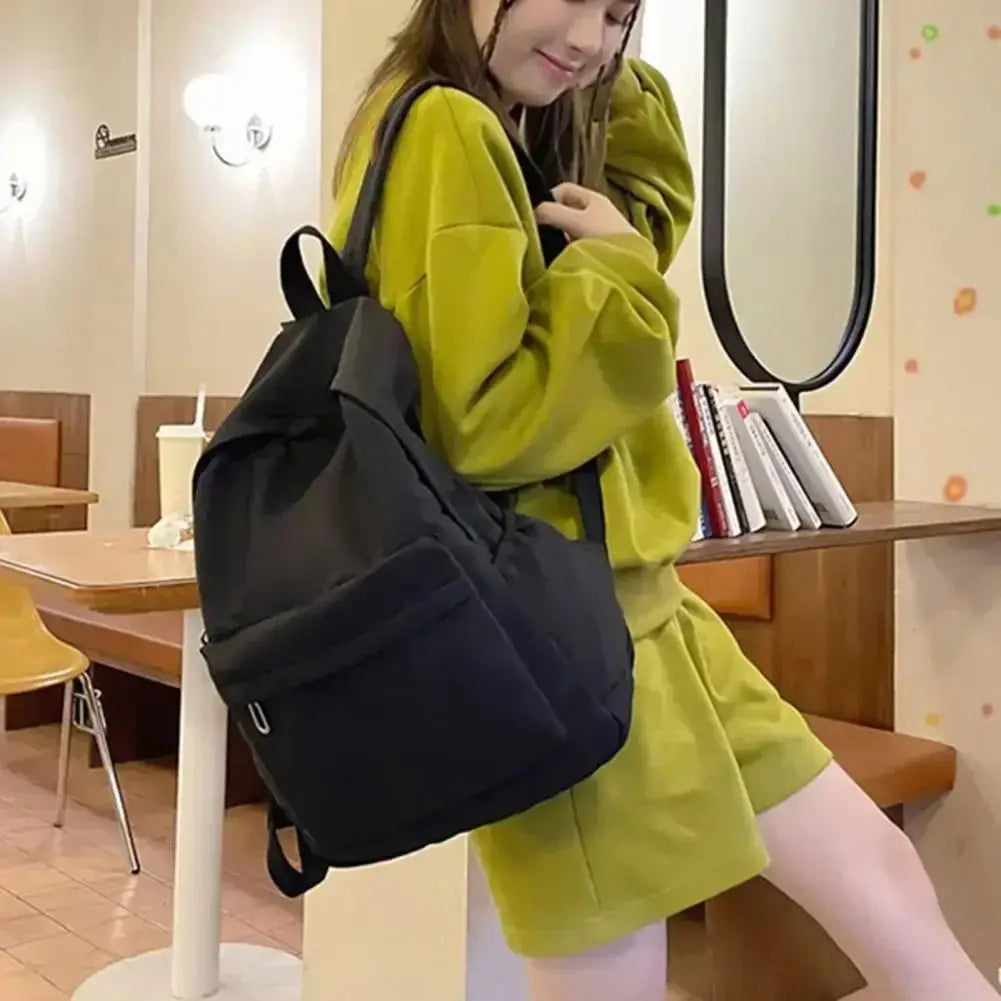 New Women Schoolbag Waterproof Large Capacity School Backpack Smooth Zipper Solid Teens Girl Casual Daypack Bag Student Supply