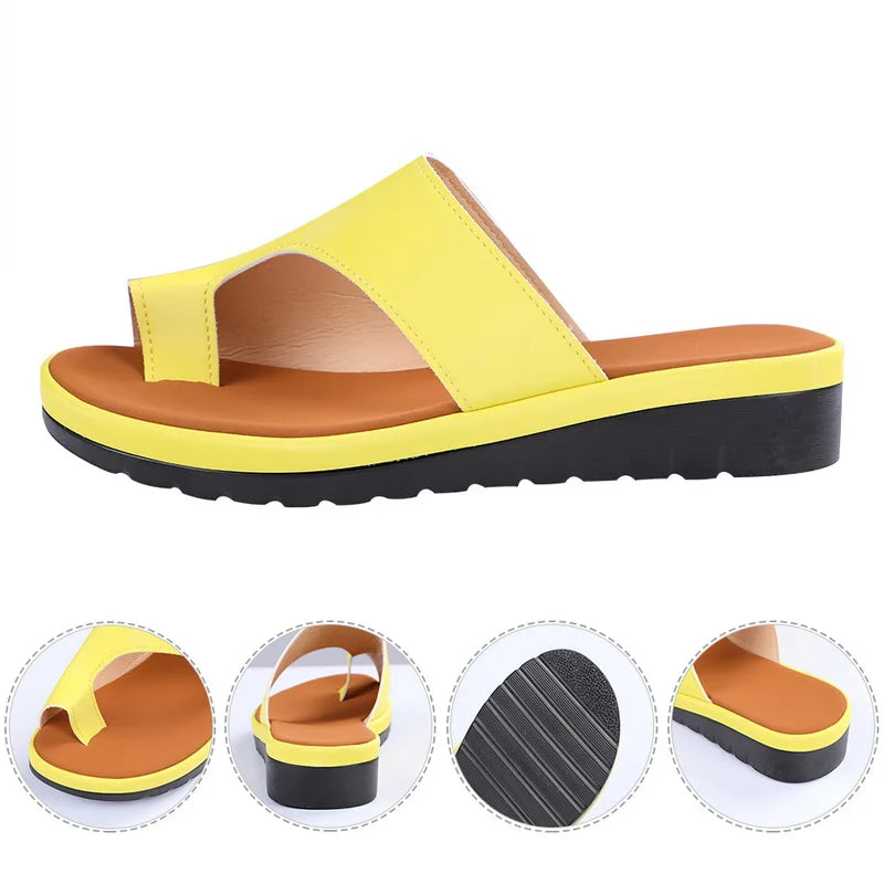Women Summer Sandals Comfy Platform Flat Shoes Sole Ladies Casual Soft Big Toe Foot Sandal Orthopedic Bunion Corrector Slippers