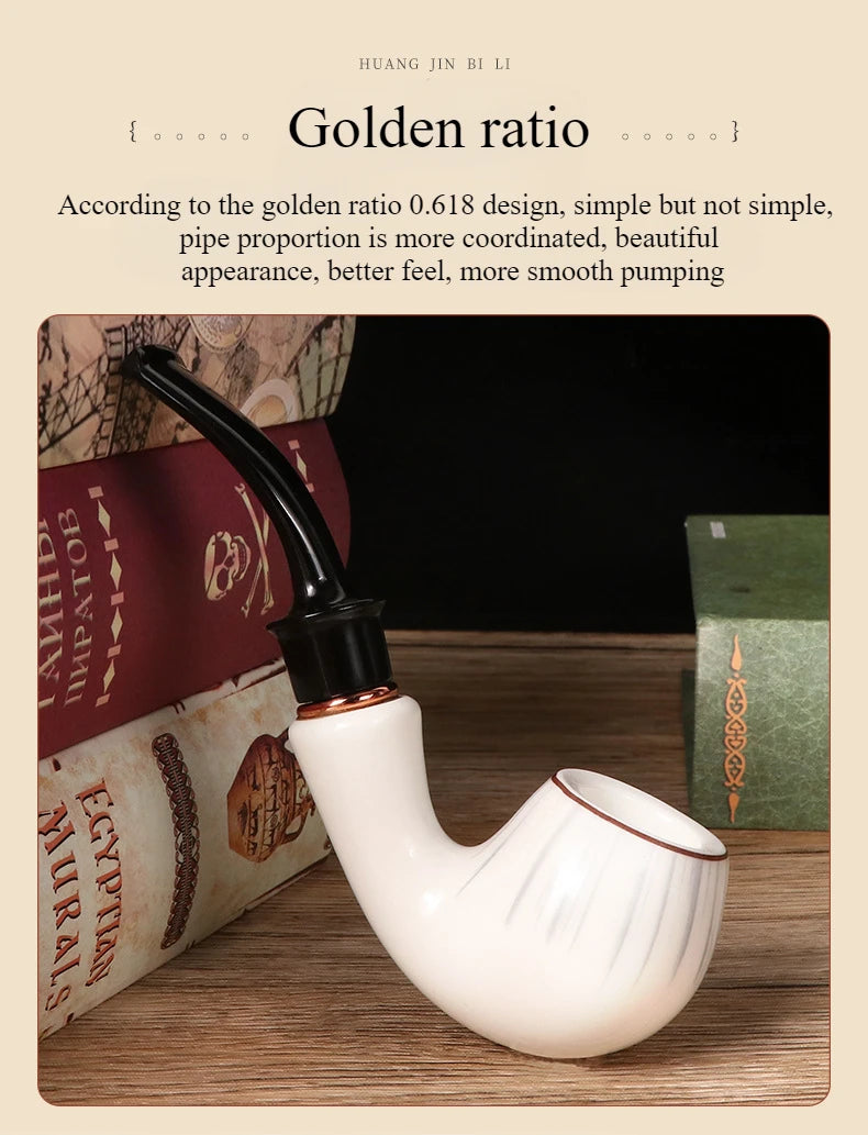 9mm Flue Ceramic Bent Smoking Pipe Portable and Washable Pipe With Built-In Filter Element